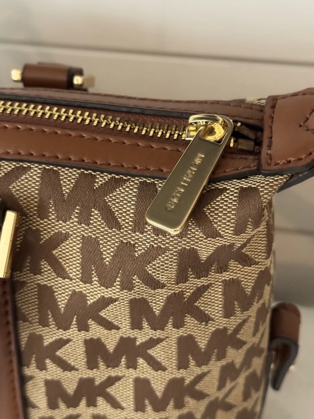 Michael Kors Ginger Small Duffle Style Brown Logo-Print Satchel